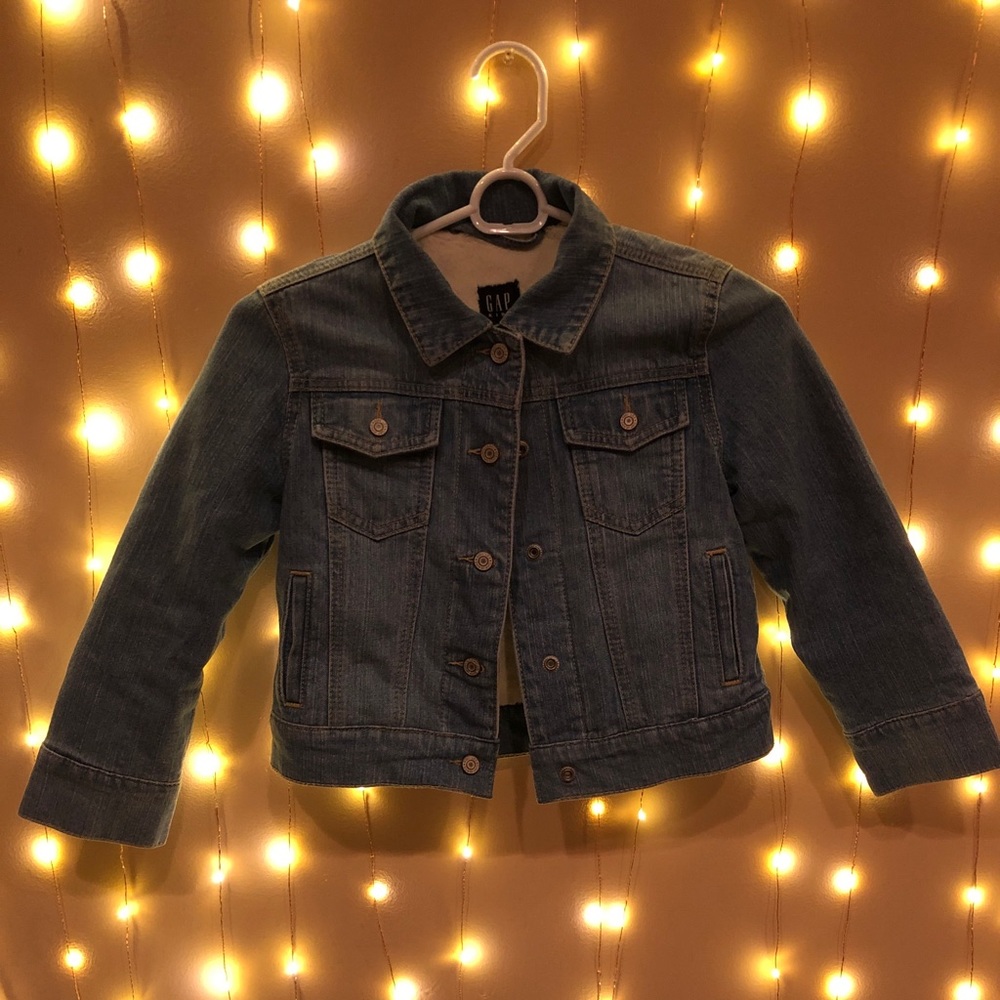 Gap kids fur lined denim jacket
